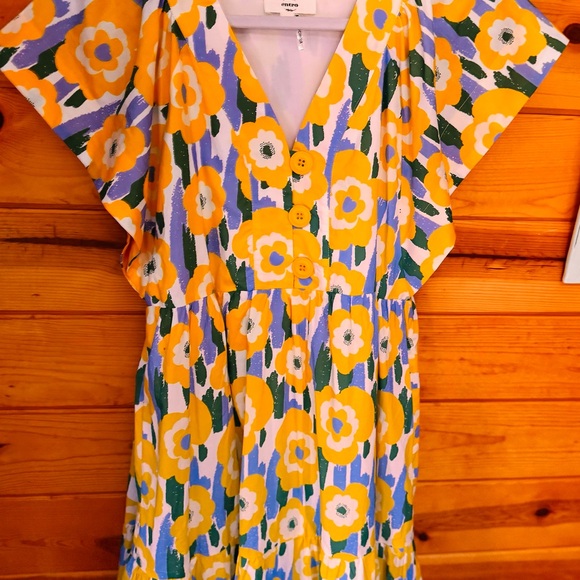 Entro Yellow and Blue Floral Midi Dress - Picture 6 of 8